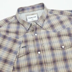 Poncho Outdoors The Dalhart Plaid Western Snap Button Short Sleeve XXL Slim